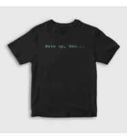Presmono Unisex Çocuk Siyah Wake Up Neo Film The Matrix T-Shirt 254072tt