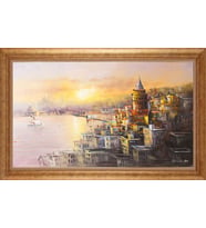 Çerçeveli Paspartulu Manzara Tablo bm1821 (Gold)