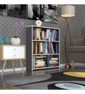 Kenzlife kitaplık süper ga 090*80*19 gri 3 katlı tek bölme ofis mutfak banyo dolabı arkalıksız (Karışık)