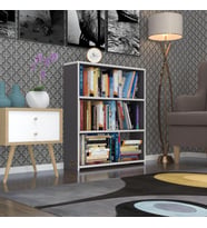 Kenzlife kitaplık süper ga 090*80*19 gri 3 katlı tek bölme ofis mutfak banyo dolabı arkalıksız (Karışık)
