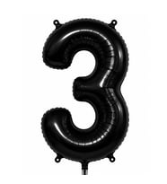 3 Rakam Folyo Balon Siyah Rengi (76 cm)