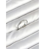 Mey İthalat® Pirinç Gümüş Renk Zirkon Taşlı Kadın Yüzük