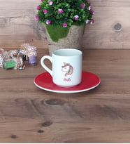 Unicorn Türk Kahvesi Fincanı Kırmızı Doğum Günü Hediyesi