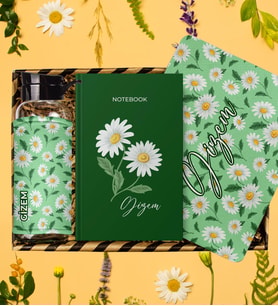 eJOYA Kişiye Özel Papatya Tasarım Defter & Matara & Mousepad Hediye Kutusu 113094