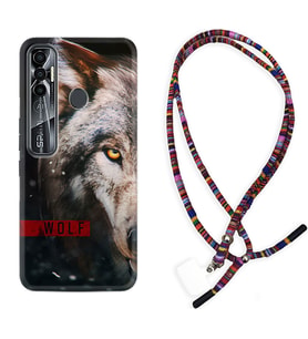 Tecno Spark 6 6 Go 8C 8 Pro 7 7 Pro Kılıf Boyun Asklı Rasta Silikon Wolf Eyes 1758