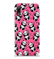 Huawei Y6 2019 Uyumlu Lansman Kılıf Panda Tasarımlı İçi Kadife Kapak-Neon Pembe (Şeffaf)