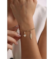Taşlı Tüy & Taşlı Kalp Charm Bileklik