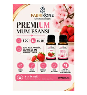 Premium Mum Esansı 5 cc 2'li Set - Çilek, Japon Kirazı - Soya Wax, Parafin, Jel Wax ve Bal Mumu Uyumlu BKFAB2CKJK5