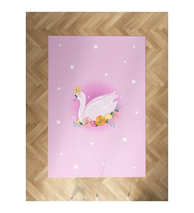 MEKTA HOME BEBEK VE ÇOCUK ODASI Pembe Kuğu Desenli Halı