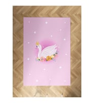MEKTA HOME BEBEK VE ÇOCUK ODASI Pembe Kuğu Desenli Halı