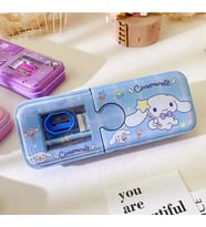 Kawaii Sanrio Kuromi Metal Kalem Kutusu Kırtasiye Seti Cinnamoroll Kuromi Kalemlik Hediye Seti (Mavi)