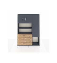 Arges Dolap 8 Raflı 4 Çekmeceli 3 Kapaklı 132x30x195 Antrasit-Antrasit/Çam