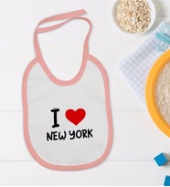 BK Kids I Love New York Tasarımlı Pembe Bebek Mama Önlüğü - Model 1