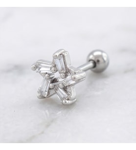 FerizZ 316L Çelik Zirkon Taşlı Yıldız Şekilli Piercing PRC-173