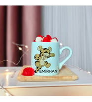 Winnie The Pooh & Tigger Tasarımlı Kişiye Özel Yeşil Türk Kahvesi Fincanı