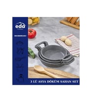 Döküm Granit Lüks Sahan Seti 3'lü, 16/18/20 cm, şık ve dayanıklı set