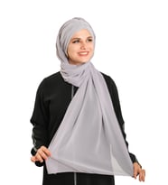 Gri Pratik Hazır Geçmeli Bone Şal Şifon Drapeli 2507_15