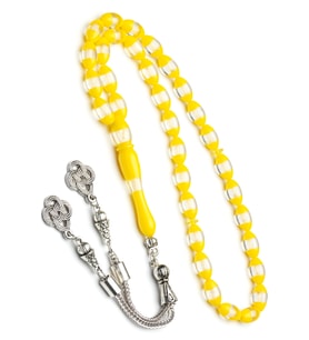 Erkek Hediyelik Arpa Kesim Sürmeli Toz Kehribar Tesbih (Çok Renkli)