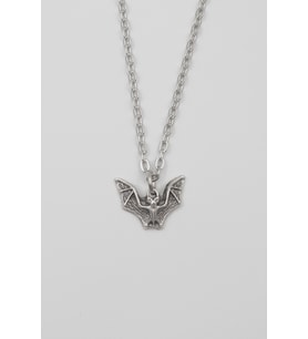 Minimalist Gotik Yarasa Kolye - Düz Ezme İthal Zincirli Unisex Gümüş Kaplama - 60 cm