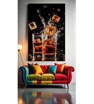 VİSKİ BARDAKLARI V1 Ev Duvar Salon Güzellik Salonu Ofis Dükkan Dekarasyon Kanvas Tablo (Çok Renkli)