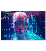 Cakapuzzle Robotik Kadın Yüzü Silüet Dijital Semboller Puzzle Yapboz MDF (Ahşap) (120 Parça)