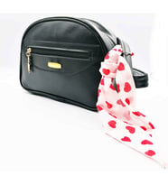 Kadın Fularlı Omuz Çantası 👜🎀  Günlük & Hediye İçin (Siyah - Pudra - Ten)