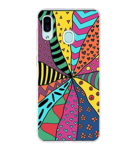 PrintiFy Samsung Galaxy A30 ile Uyumlu 1mm Slim Fit Retro Renkler 4 Baskılı Şeffaf  Kılıf