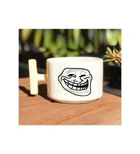 Troll Face Baskılı Beyaz T Kulp Kupa Bardak