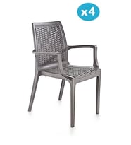 Omnipazar SY-2524 Örgü Desenli Rattan Bahçe Koltuk Sandalye 4'lü Set