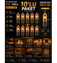 (10 Adet) Osaka 12Volt 20W Sarı Işık G4 Duylu Dim Edilebilir Halojen Kapsül Ampul