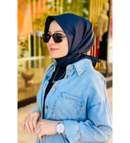 Düz Fon İpek Twill Eşarp 4053 (Lacivert)