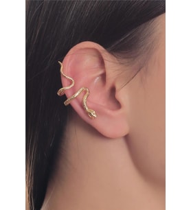 Kadın Lak Altın Kaplama Sıkıştırmalı Model Yılan Formlu Kıkırdak Küpe & Earcuff