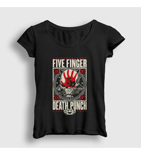 Presmono Kadın Siyah Knuckle Five Finger Death Punch T-Shirt 62967tt