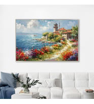 Yağlı Boya Dokulu Tablo Modern İstanbul Manzarası Gümüş Çerçeveli U06023