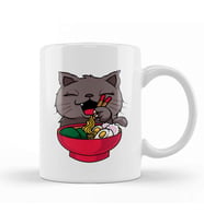Cute & Funny Anime Kitty Ramen Kawaii Cat Kupa Bardak Porselen