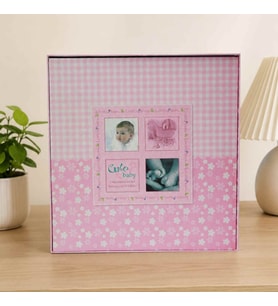 Lovely Baby Özel Tasarım Bebek Fotoğraf Albümü 20 Yaprak 40 Sayfa Kutulu Pembe