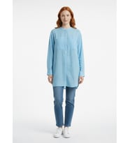 Kadın Uzun Kol Rahat Fit Oversize Mavi Gömlek