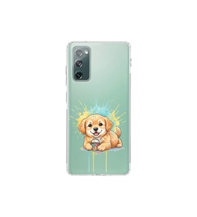 Samsung Galaxy S20 FE ile Uyumlu Splash Köpek Tasarımlı Şeffaf Silikon Kılıf