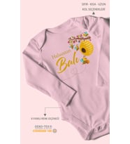 Halasının Balı Baskılı Bebek Zıbını – Çıtçıtlı Body 8 Renk  %100 Pamuk Uzun Kol (Bebek Pembesi)