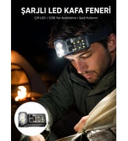 Sensörlü LED Kafa Feneri Şarj Edilebilir Manyetik Eller Serbest Yeni Nesil