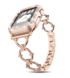 Apple Watch 42mm KRD-56 Halka Tasarım Metal Kordon (Rose)