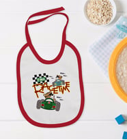 BK Kids Race Time Tasarımlı Kırmızı Bebek Mama Önlüğü-1