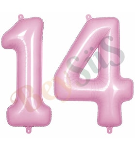 14 Rakam Folyo Balon pembe Rengi (76 cm)