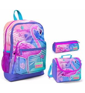 Coral High Pembe Flamingo Kız Çocuk 3'lü İlkokul Çanta Seti