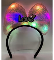 LED Işıklı Love Yazılı Pembe Fiyonk Taç – Kız Çocuk Parti Tacı