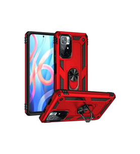 Xiaomi Redmi Note 11t Kılıf Sofya Yüzüklü Silikon Kapak - Kırmızı