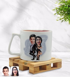 BK Gift Kişiye Özel Sevgililer Karikatürlü Middle Beyaz Kupa Bardak Model 6