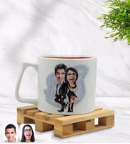BK Gift Kişiye Özel Sevgililer Karikatürlü Middle Beyaz Kupa Bardak Model 6