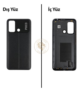Poco C55 Siyah Arka Pil Kapağı Batarya Kapağı Lazer Kesim Back Cover