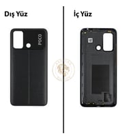 Poco C55 Siyah Arka Pil Kapağı Batarya Kapağı Lazer Kesim Back Cover
